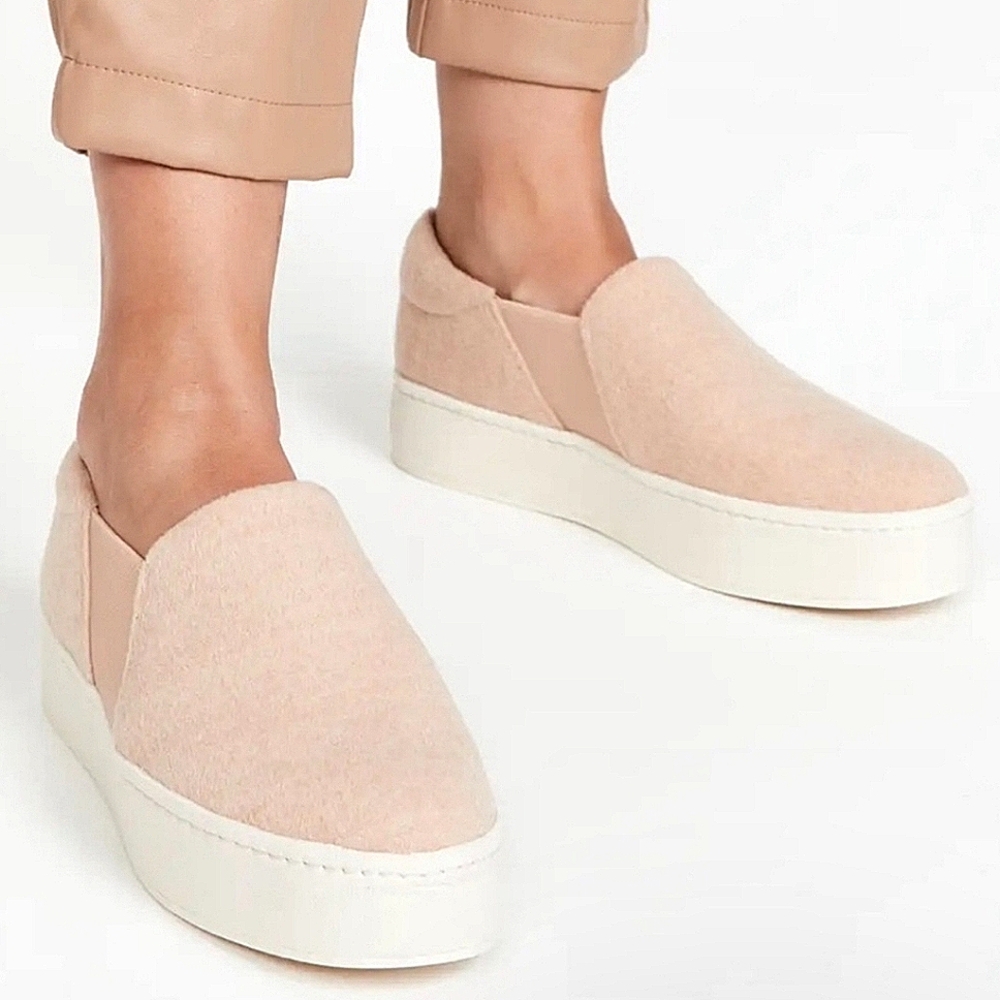 Vince Women's Slip-On Sneakers in Light Pink and White